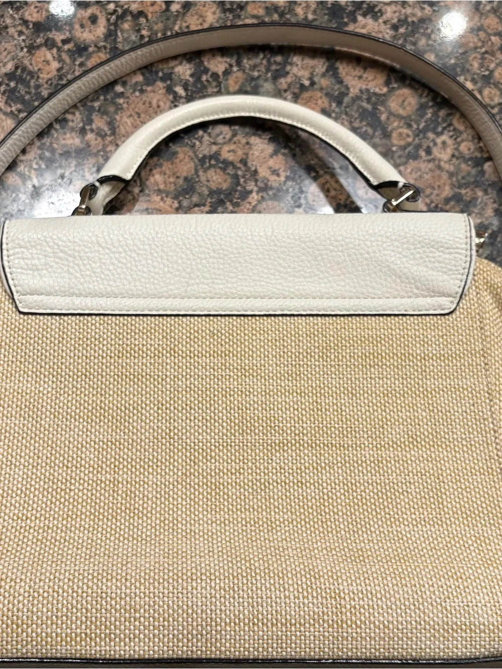 Kate Spade Laurel Wesley Place Convertible Crossbody Satchel Tweed Leather Trim